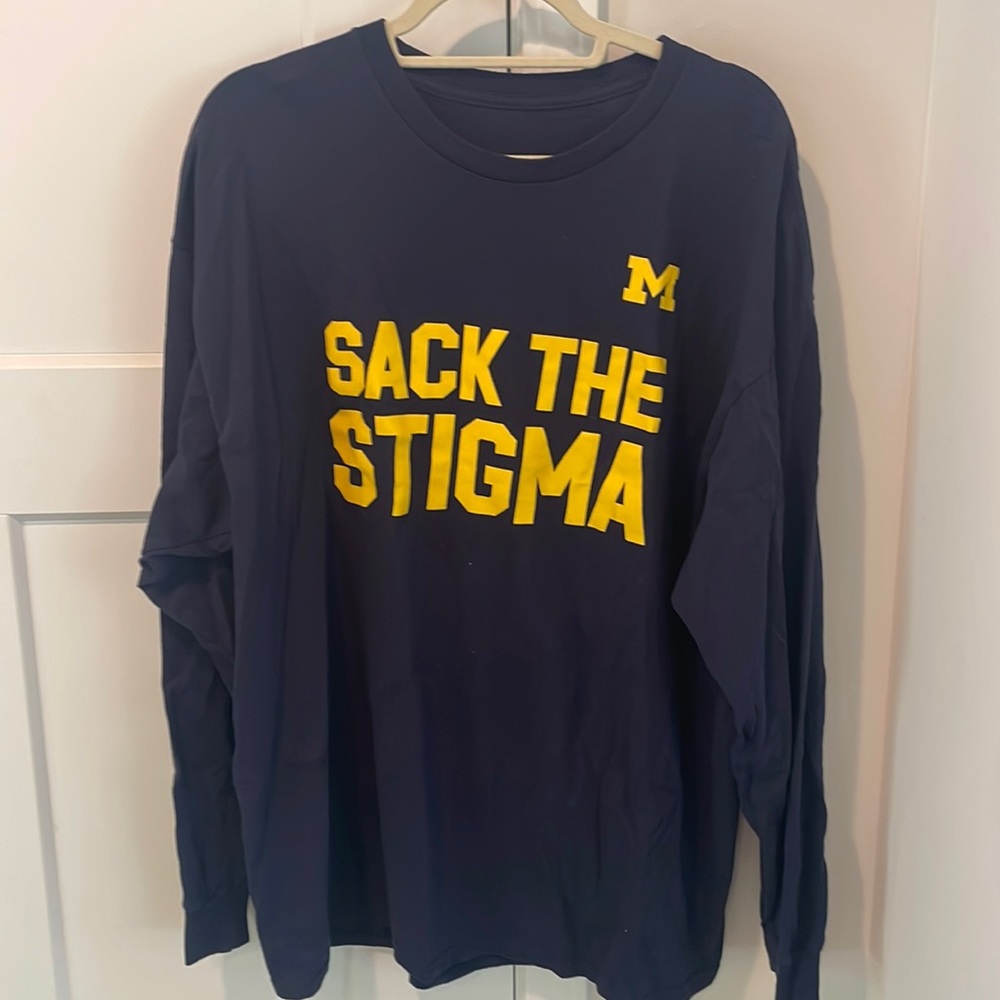 〽️ Univ of Michigan Sack the stigma mental health awareness long sleeve tee